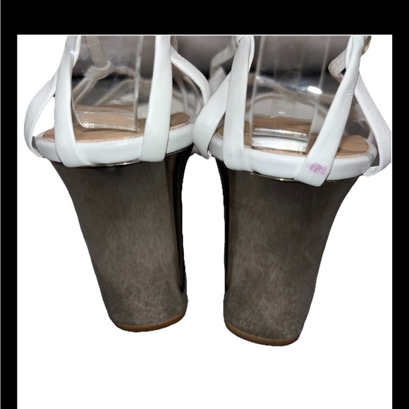 CHLOE Rebecca Sandals White Leather EU 39 Wedge Strappy Boho Silver Metallic New - Picture 10 of 12